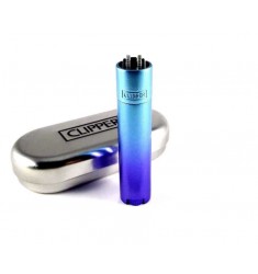 Accendino Mini Clipper Blue Gradient metallo a gas ricaricabile