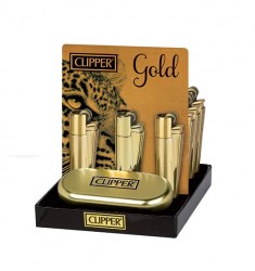 Accendino Clipper Gold Metal a Gas Ricaricabile