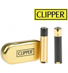 Accendino Clipper Nero e Oro a gas ricaricabile