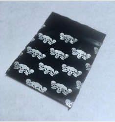 100 Bustine di plastica nera disegno Teschio 25x25 mm